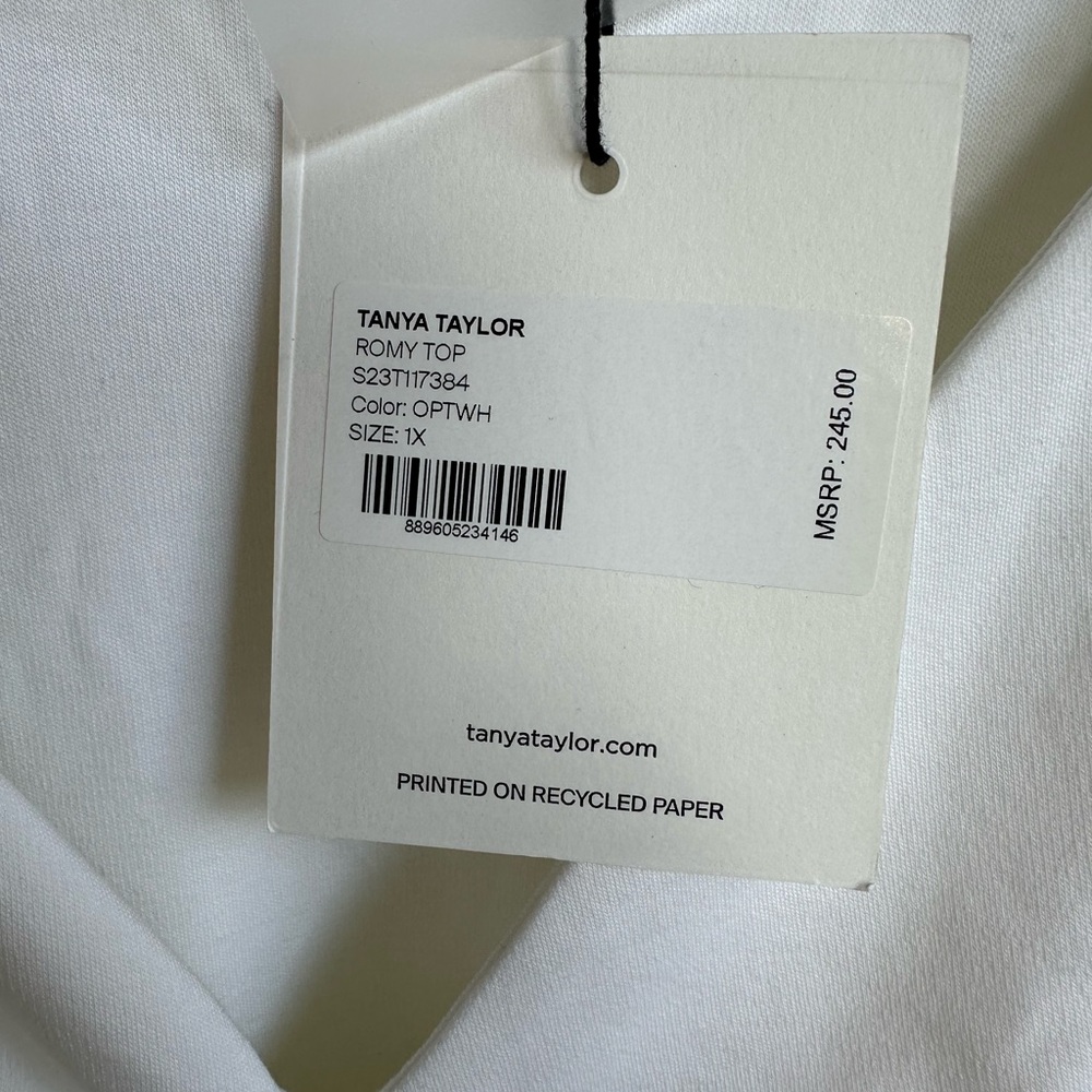 NWT Tanya Taylor Romy Puff Sleeve Poplin Cotton Blouse Top in White, size 1X - Picture 5 of 7